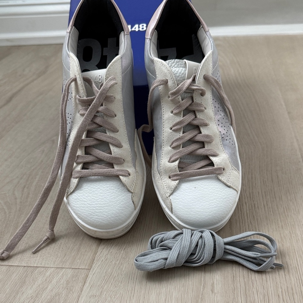 Like new P448 size 37 sneakers gray with dusty pink trim